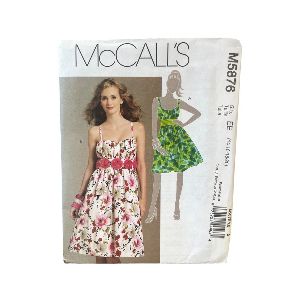 McCall's Sewing Pattern M5876 Dress Womens Size EE 14-20 Multi Sundress Uncut